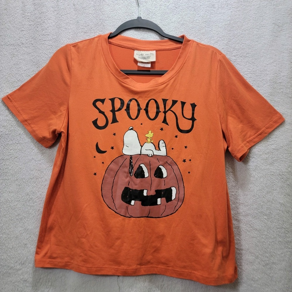 Munki Munki Peanuts Snoopy Woodstock Pumpkin Spooky‎ Halloween Shirt Small